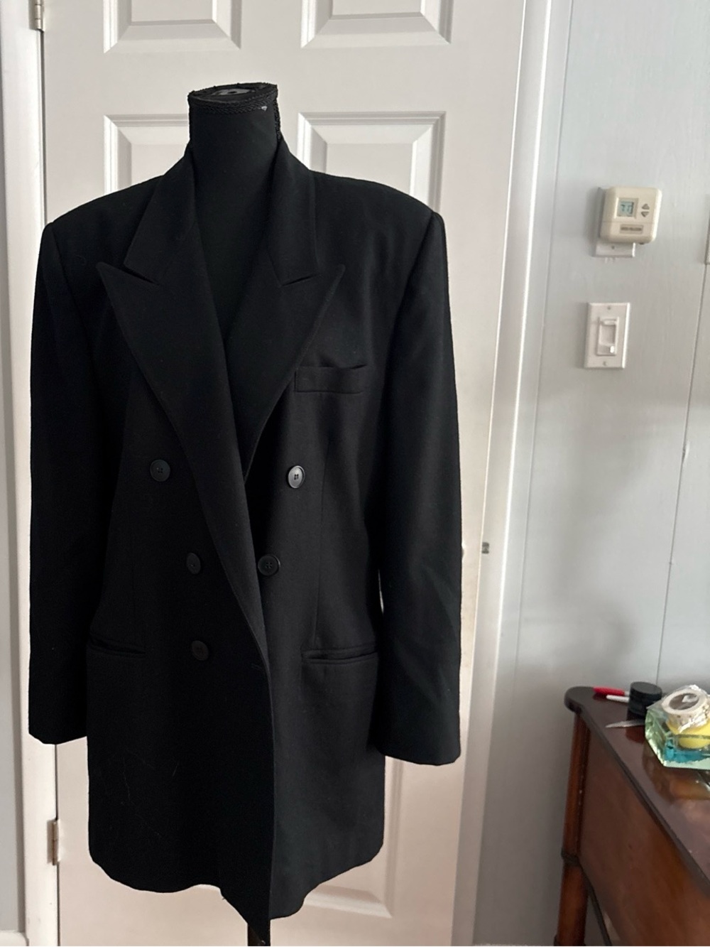 Vintage 90s Evan Picone Black Wool Blazer Peak Lapel Women's Size 12